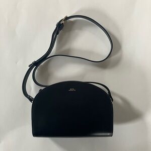 A.P.C. Demi-lune bag in black smooth leather